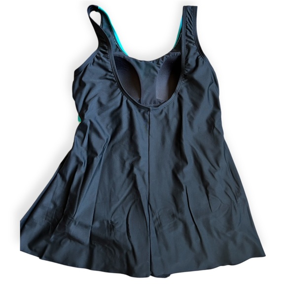 Blair One Piece Swimsuit Dress Aqua and Black Womens Size 10 - Picture 2 of 7